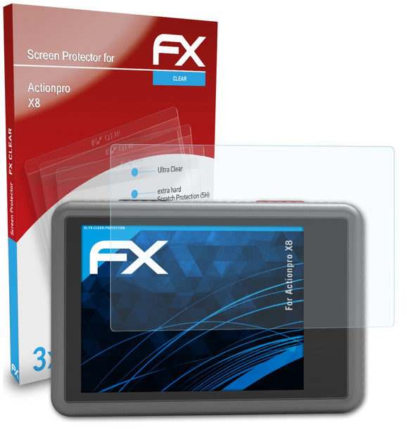 atFoliX FX-Clear Schutzfolie für Actionpro X8