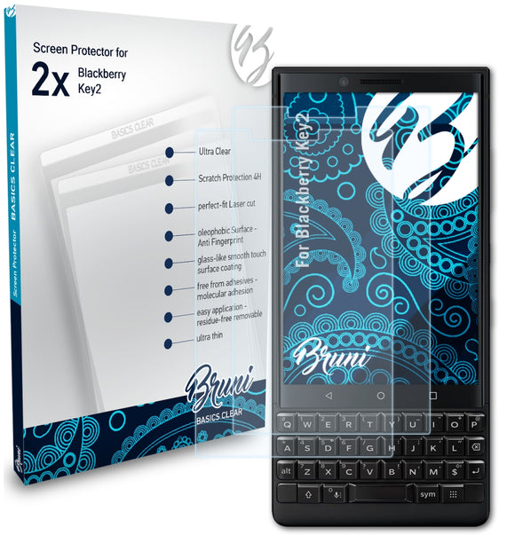 Bruni Basics-Clear Displayschutzfolie für Blackberry Key2