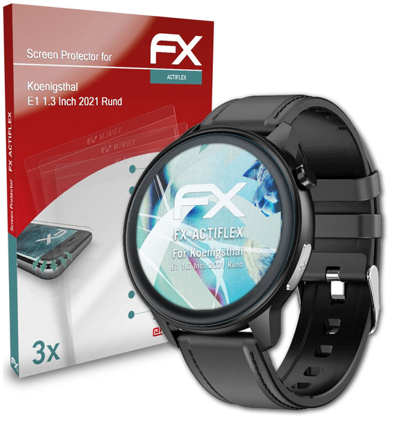 atFoliX FX-ActiFleX Displayschutzfolie für Koenigsthal E1 1.3 Inch (2021 Rund)
