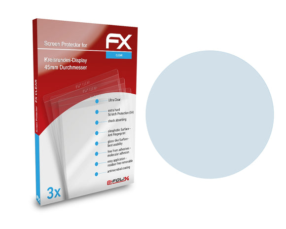 atFoliX FX-Clear Schutzfolie für Kreisrundes-Display 45mm Durchmesser
