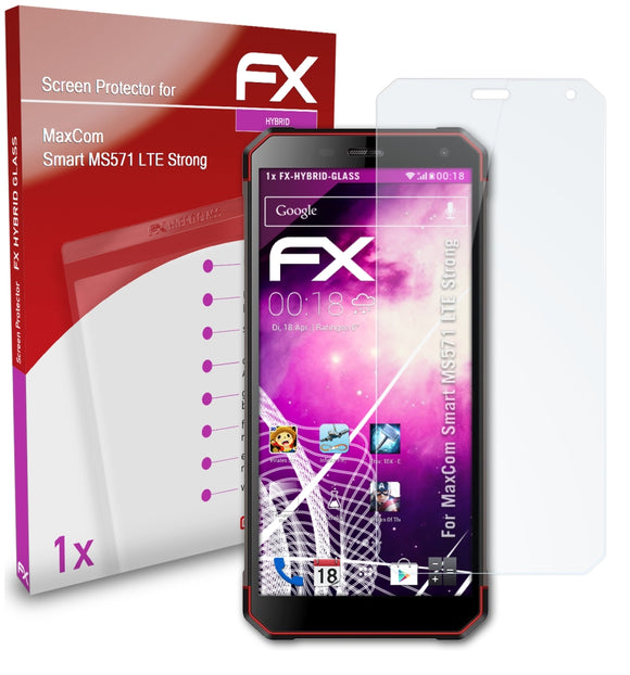 atFoliX FX-Hybrid-Glass Panzerglasfolie für MaxCom Smart MS571 LTE Strong