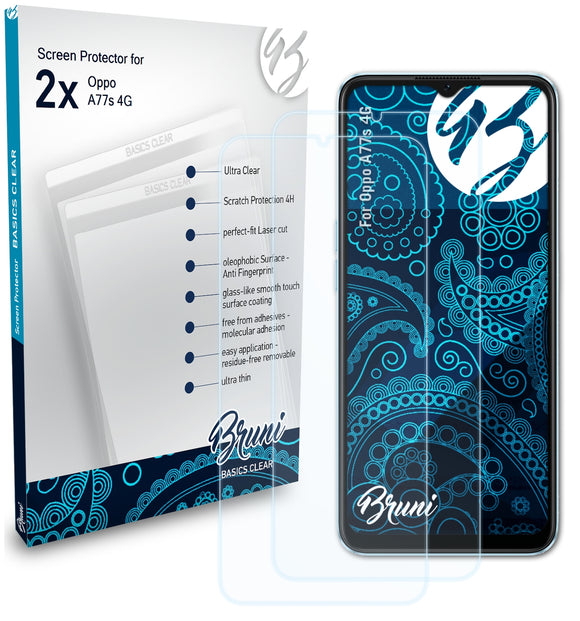 Bruni Basics-Clear Displayschutzfolie für Oppo A77s 4G