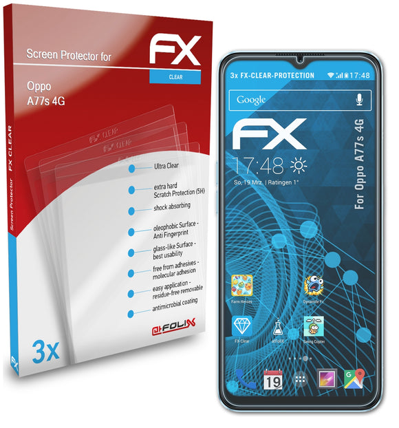 atFoliX FX-Clear Schutzfolie für Oppo A77s 4G