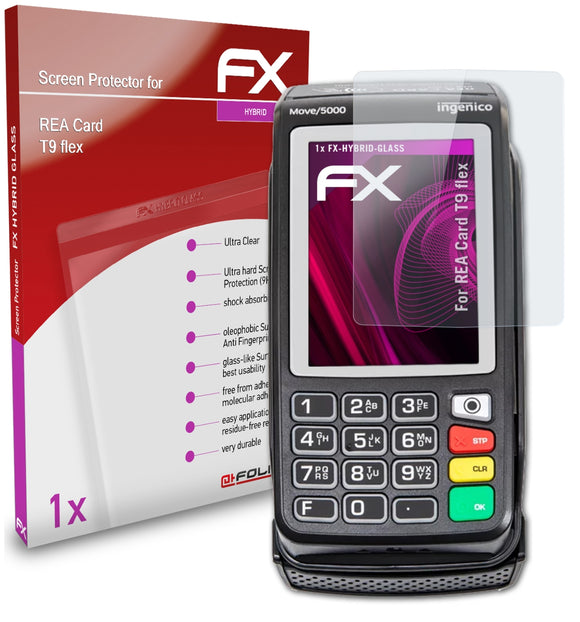 atFoliX FX-Hybrid-Glass Panzerglasfolie für REA Card T9 flex