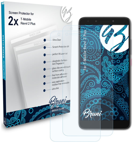 Bruni Basics-Clear Displayschutzfolie für T-Mobile Revvl 2 Plus