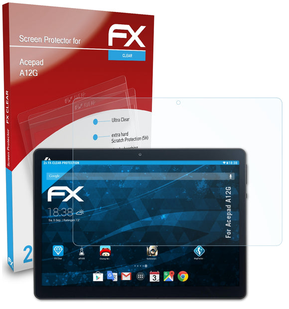atFoliX FX-Clear Schutzfolie für Acepad A12G