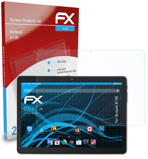 atFoliX FX-Clear Schutzfolie für Acepad A130
