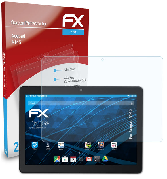 atFoliX FX-Clear Schutzfolie für Acepad A145