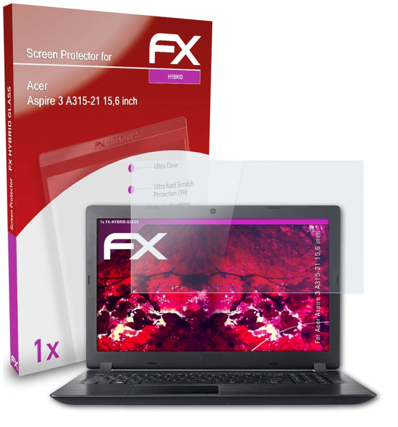 atFoliX FX-Hybrid-Glass Panzerglasfolie für Acer Aspire 3 A315-21 (15,6 inch)