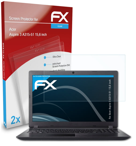 atFoliX FX-Clear Schutzfolie für Acer Aspire 3 A315-51 (15,6 inch)