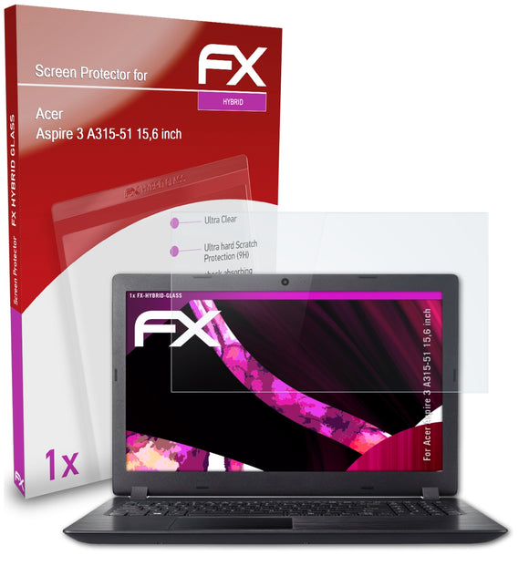 atFoliX FX-Hybrid-Glass Panzerglasfolie für Acer Aspire 3 A315-51 (15,6 inch)