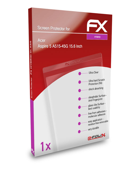 atFoliX FX-Hybrid-Glass Panzerglasfolie für Acer Aspire 5 A515-45G (15.6 Inch)