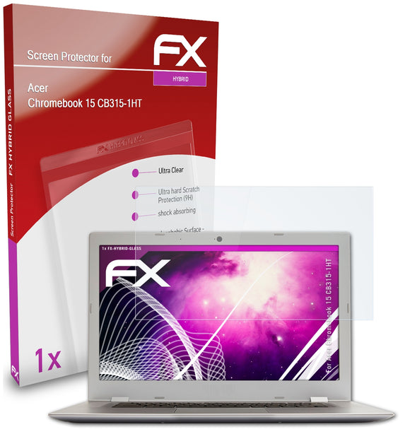 atFoliX FX-Hybrid-Glass Panzerglasfolie für Acer Chromebook 15 (CB315-1HT)