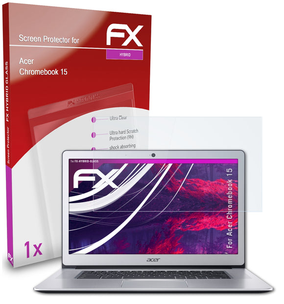 atFoliX FX-Hybrid-Glass Panzerglasfolie für Acer Chromebook 15