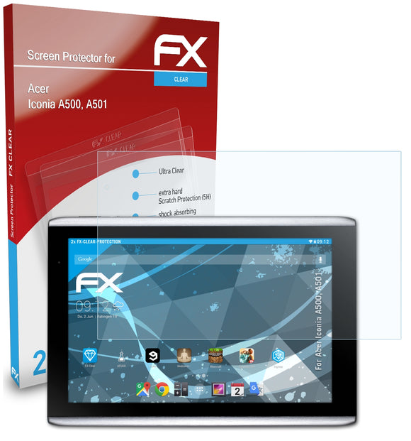 atFoliX FX-Clear Schutzfolie für Acer Iconia A500, A501
