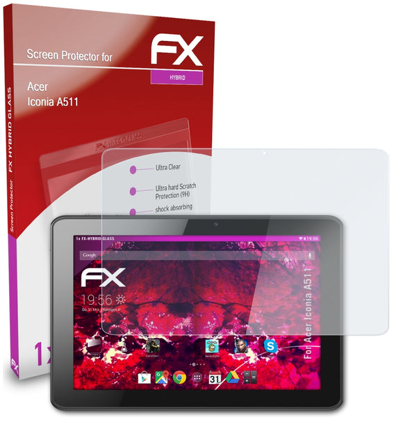 atFoliX FX-Hybrid-Glass Panzerglasfolie für Acer Iconia A511