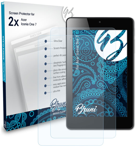 Bruni Basics-Clear Displayschutzfolie für Acer Iconia One 7