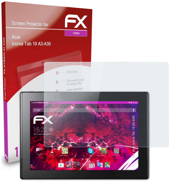 atFoliX FX-Hybrid-Glass Panzerglasfolie für Acer Iconia Tab 10 (A3-A30)