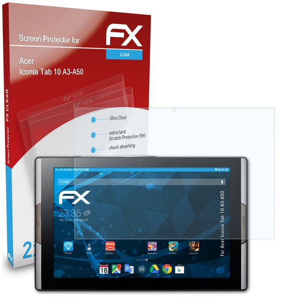 atFoliX FX-Clear Schutzfolie für Acer Iconia Tab 10 (A3-A50)