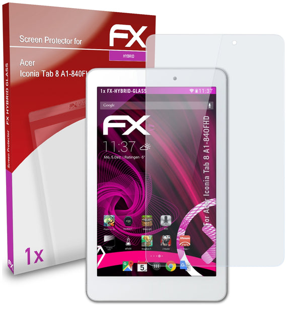 atFoliX FX-Hybrid-Glass Panzerglasfolie für Acer Iconia Tab 8 (A1-840FHD)