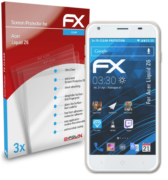 atFoliX FX-Clear Schutzfolie für Acer Liquid Z6