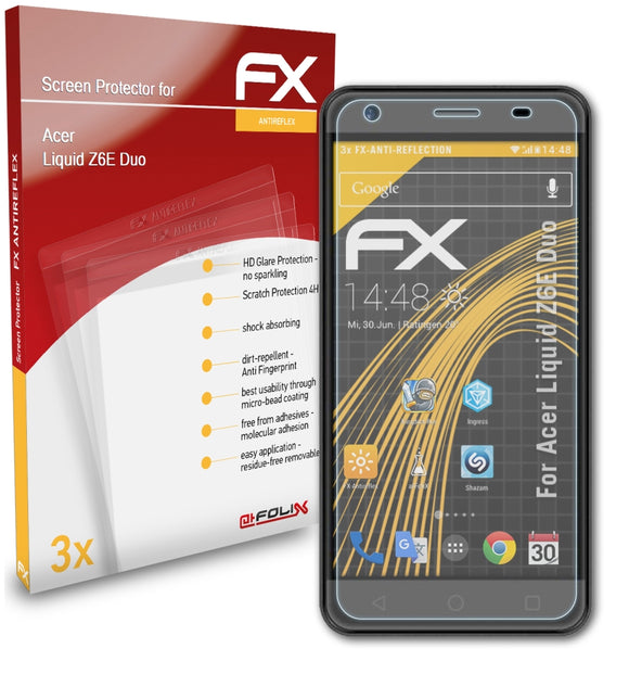 atFoliX FX-Antireflex Displayschutzfolie für Acer Liquid Z6E (Duo)