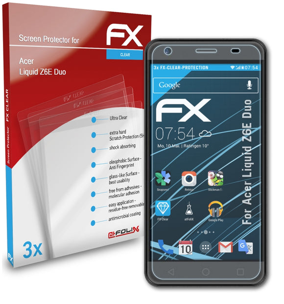 atFoliX FX-Clear Schutzfolie für Acer Liquid Z6E (Duo)
