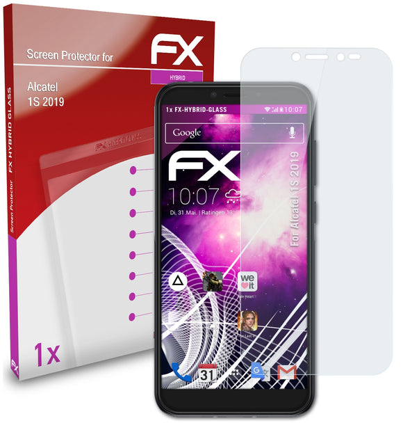 atFoliX FX-Hybrid-Glass Panzerglasfolie für Alcatel 1S (2019)