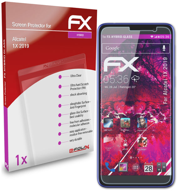 atFoliX FX-Hybrid-Glass Panzerglasfolie für Alcatel 1X (2019)