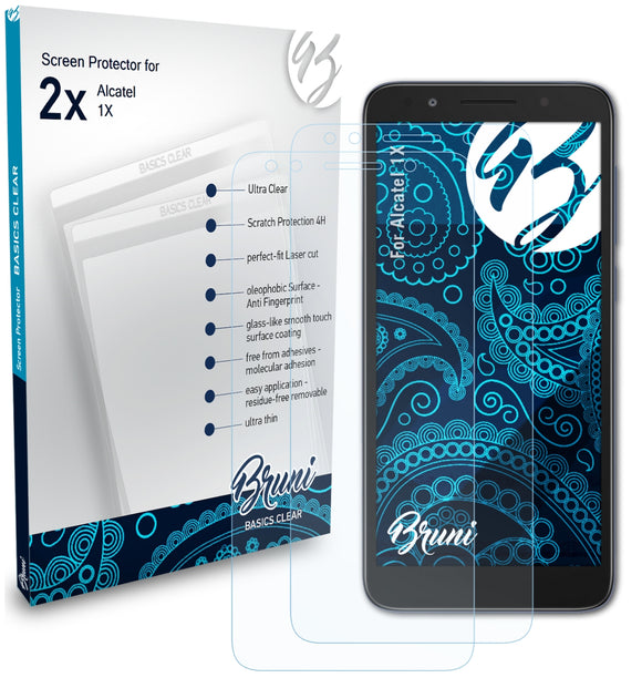 Bruni Basics-Clear Displayschutzfolie für Alcatel 1X