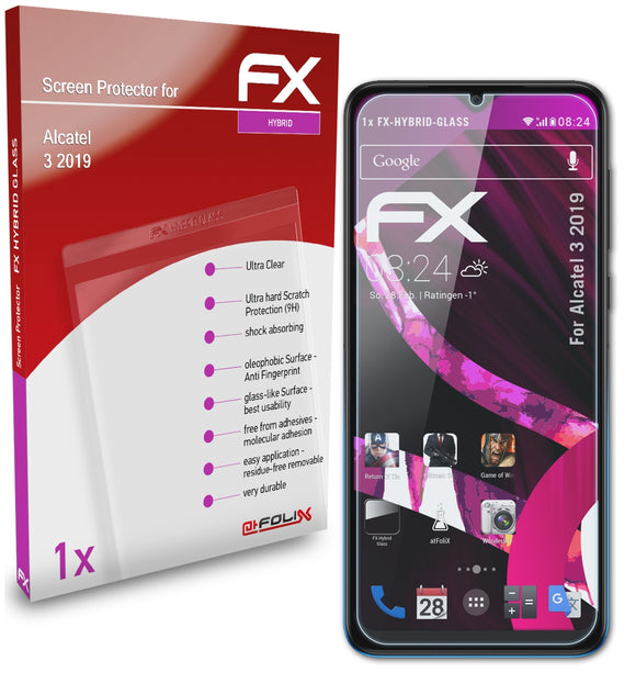 atFoliX FX-Hybrid-Glass Panzerglasfolie für Alcatel 3 (2019)