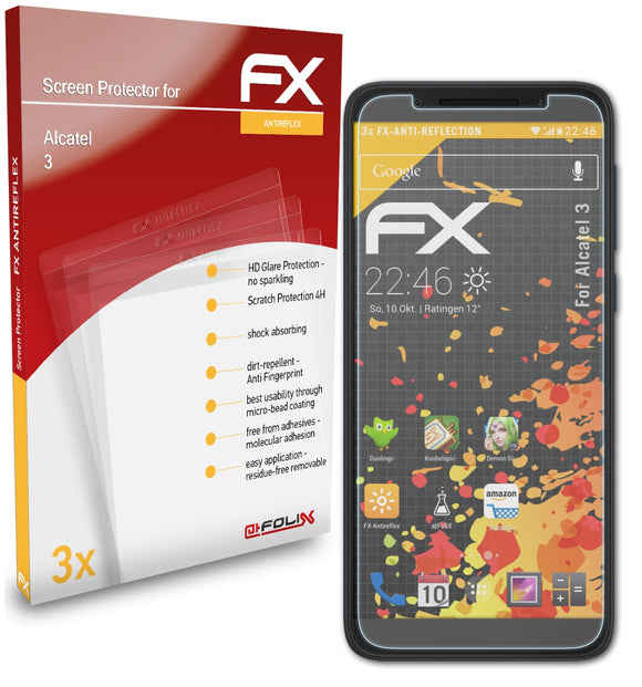 atFoliX FX-Antireflex Displayschutzfolie für Alcatel 3