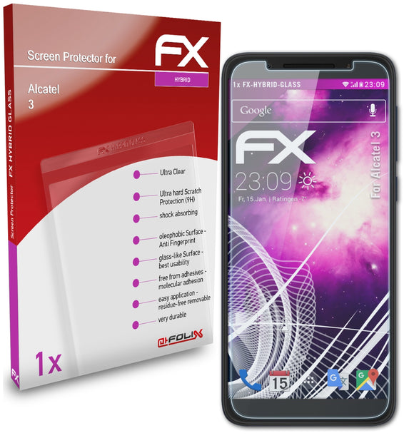 atFoliX FX-Hybrid-Glass Panzerglasfolie für Alcatel 3