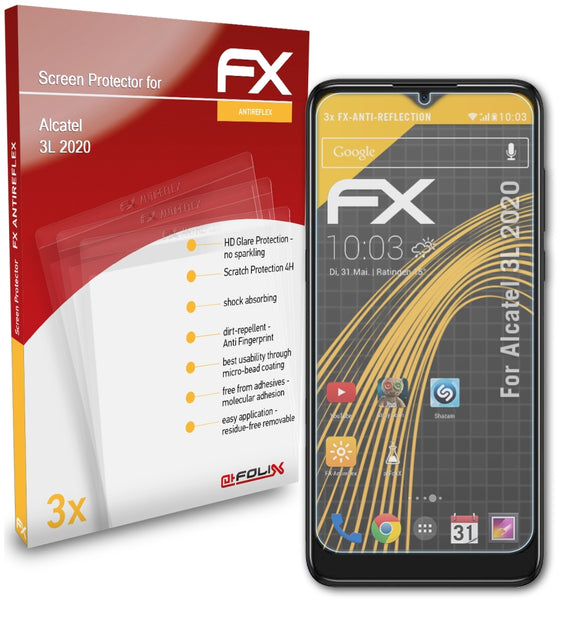 atFoliX FX-Antireflex Displayschutzfolie für Alcatel 3L (2020)