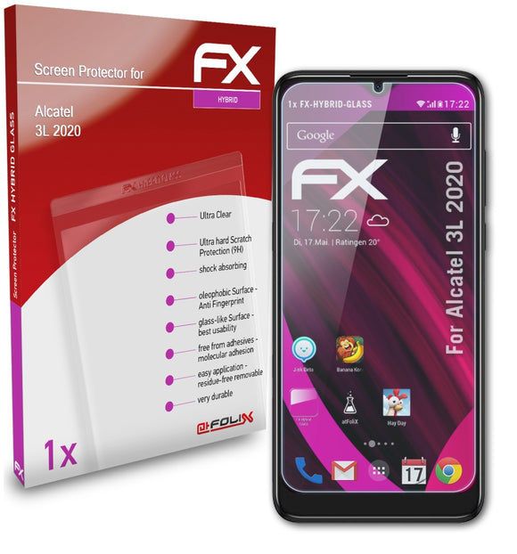 atFoliX FX-Hybrid-Glass Panzerglasfolie für Alcatel 3L (2020)