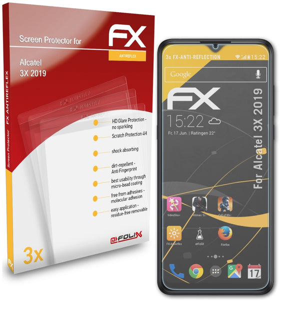 atFoliX FX-Antireflex Displayschutzfolie für Alcatel 3X (2019)
