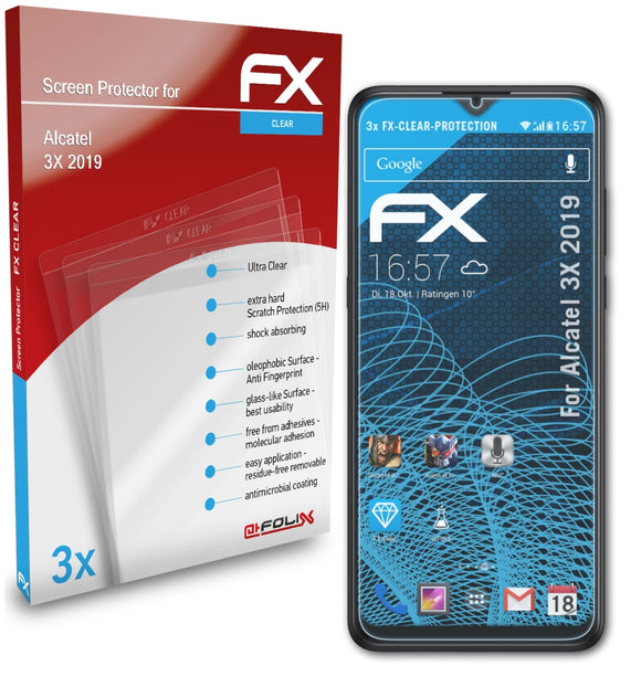 atFoliX FX-Clear Schutzfolie für Alcatel 3X (2019)