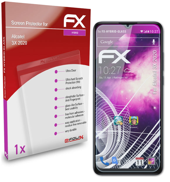 atFoliX FX-Hybrid-Glass Panzerglasfolie für Alcatel 3X (2020)