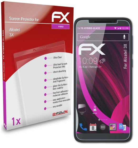 atFoliX FX-Hybrid-Glass Panzerglasfolie für Alcatel 3X