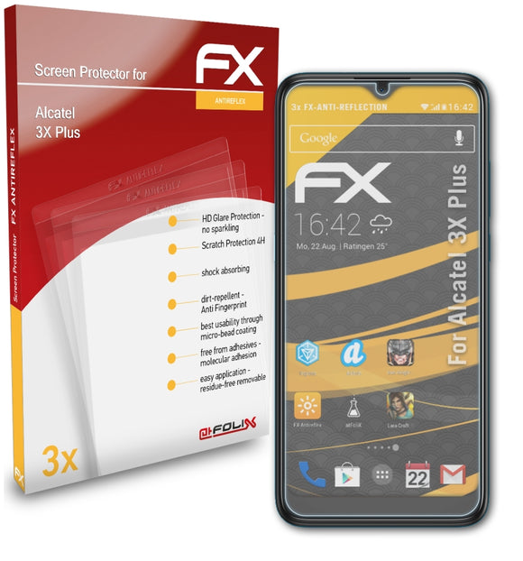 atFoliX FX-Antireflex Displayschutzfolie für Alcatel 3X Plus