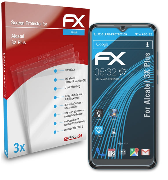 atFoliX FX-Clear Schutzfolie für Alcatel 3X Plus