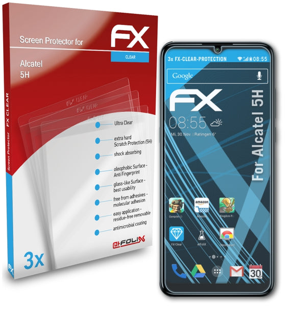atFoliX FX-Clear Schutzfolie für Alcatel 5H