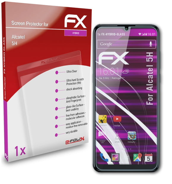 atFoliX FX-Hybrid-Glass Panzerglasfolie für Alcatel 5H
