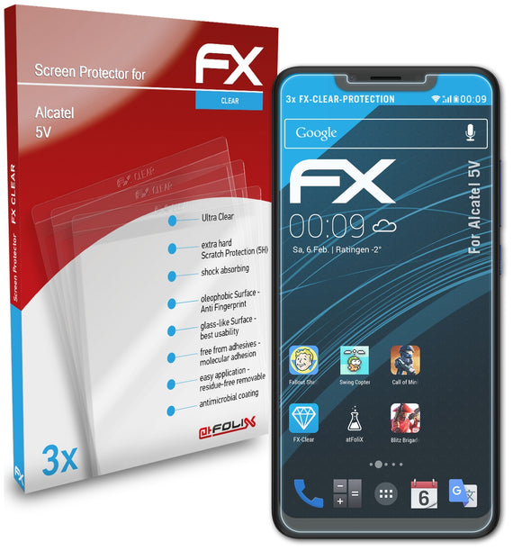 atFoliX FX-Clear Schutzfolie für Alcatel 5V