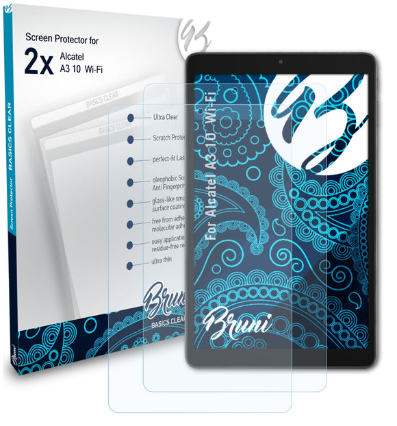 Bruni Basics-Clear Displayschutzfolie für Alcatel A3 10  Wi-Fi