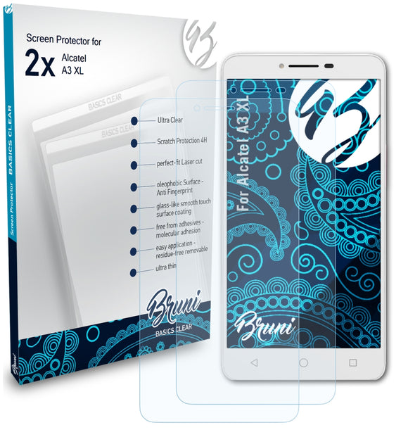 Bruni Basics-Clear Displayschutzfolie für Alcatel A3 XL