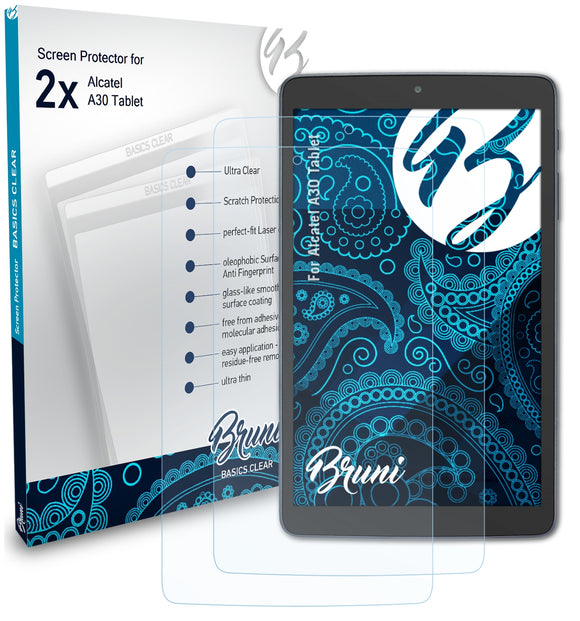 Bruni Basics-Clear Displayschutzfolie für Alcatel A30 Tablet