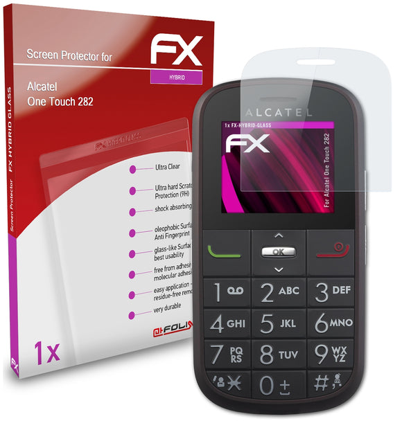 atFoliX FX-Hybrid-Glass Panzerglasfolie für Alcatel One Touch 282