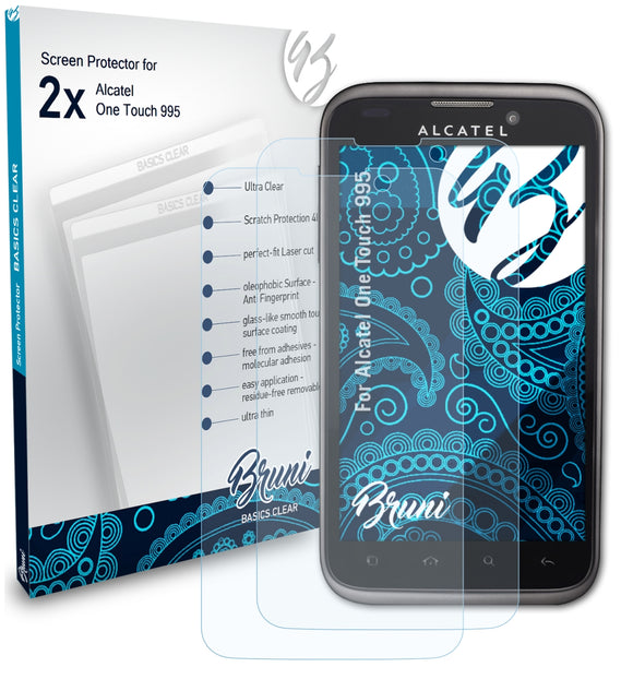 Bruni Basics-Clear Displayschutzfolie für Alcatel One Touch 995