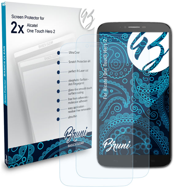 Bruni Basics-Clear Displayschutzfolie für Alcatel One Touch Hero 2